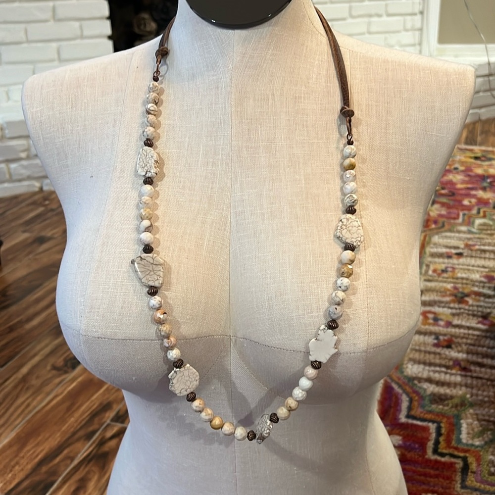 Natural Howlite Adjustable Neclace- The Jewelry Junkie